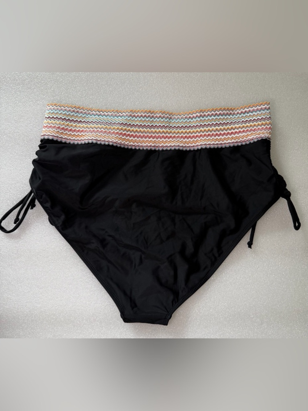 Blooming Jelly Black High Waisted Bikini Smocked Waist Ruched Adjustable Sides - Picture 5 of 11